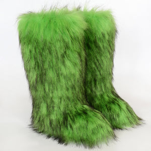 Furry warm over the knee snow boots