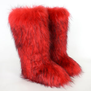 Furry warm over the knee snow boots