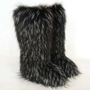 Furry warm over the knee snow boots