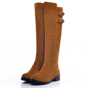 Faux suede knee high knight boots