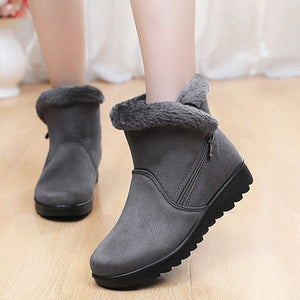 Fur lining snow boots suede anti-slip winter boots for women