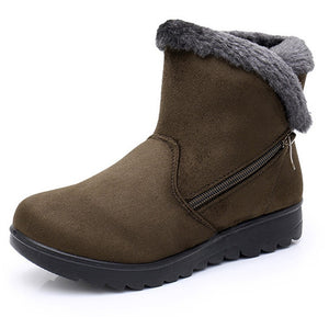 Fur lining snow boots suede anti-slip winter boots for women