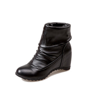 Height Increasing hidden wedge mid calf slouchy boots