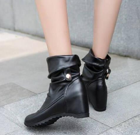 Height Increasing hidden wedge mid calf slouchy boots