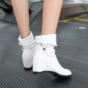 Height Increasing hidden wedge mid calf slouchy boots