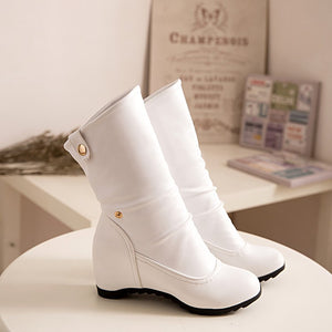 Height Increasing hidden wedge mid calf slouchy boots