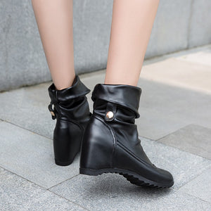 Height Increasing hidden wedge mid calf slouchy boots