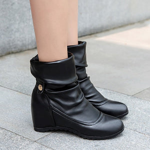 Height Increasing hidden wedge mid calf slouchy boots