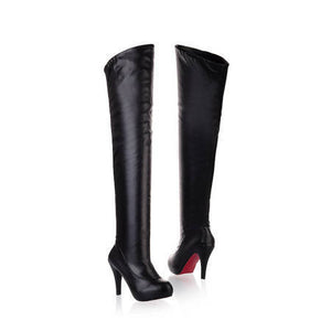 High heels fold over thigh high boots slimming long boots
