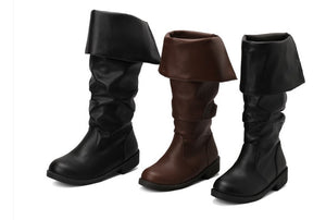 Medieval wrinkled fold over pirate boots male and female renaissance cosplay boots