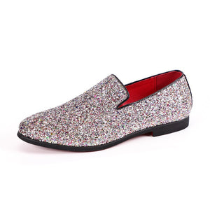 Men Fashion Sequins Slip On Loafers Party Shoes