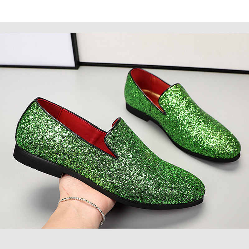 Men Fashion Sequins Slip On Loafers Party Shoes