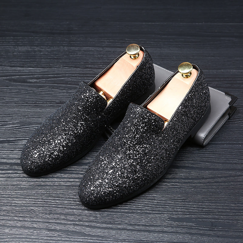 black Men Sequins Slip-On Loafers For Prom Party