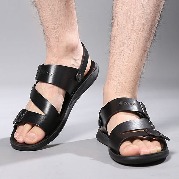 black Men's 2-in-1 Non-Slip Beach Sandals
