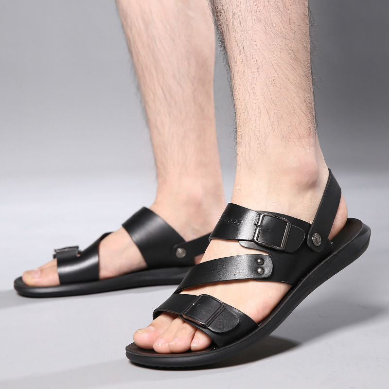 black Men's 2-in-1 Non-Slip Beach Sandals