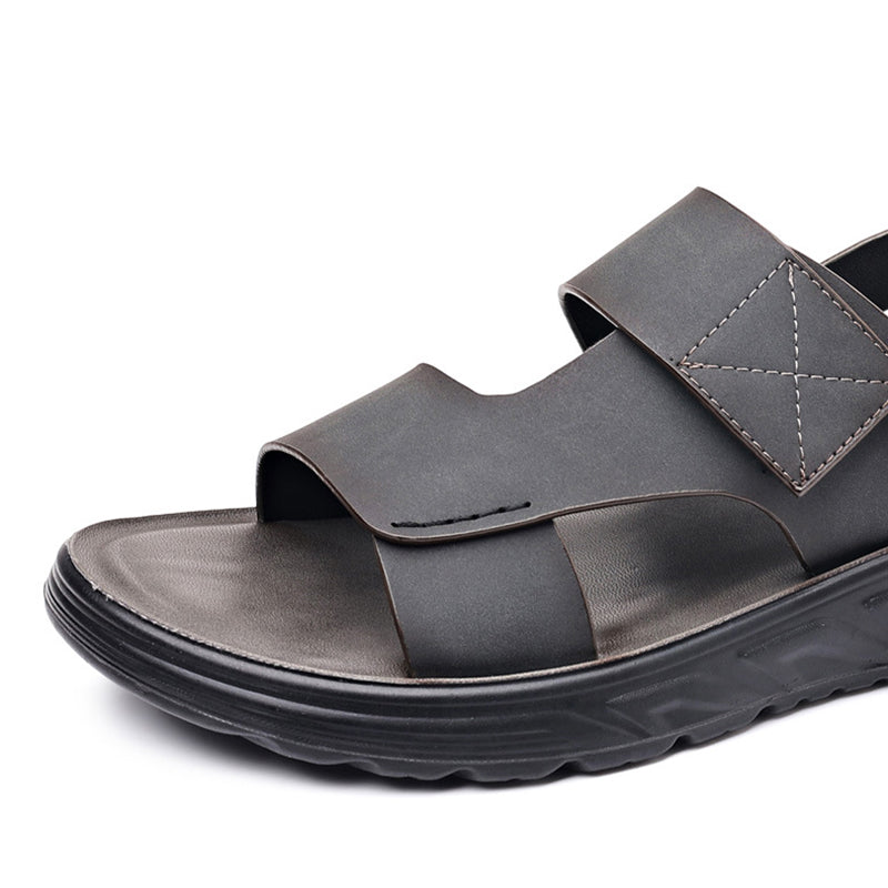 black Men's 2-in-1 Non-Slip Beach Slides & Driving-Ready Shoes Open Toe
