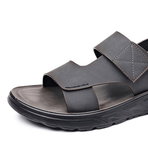black Men's 2-in-1 Non-Slip Beach Slides & Driving-Ready Shoes Open Toe