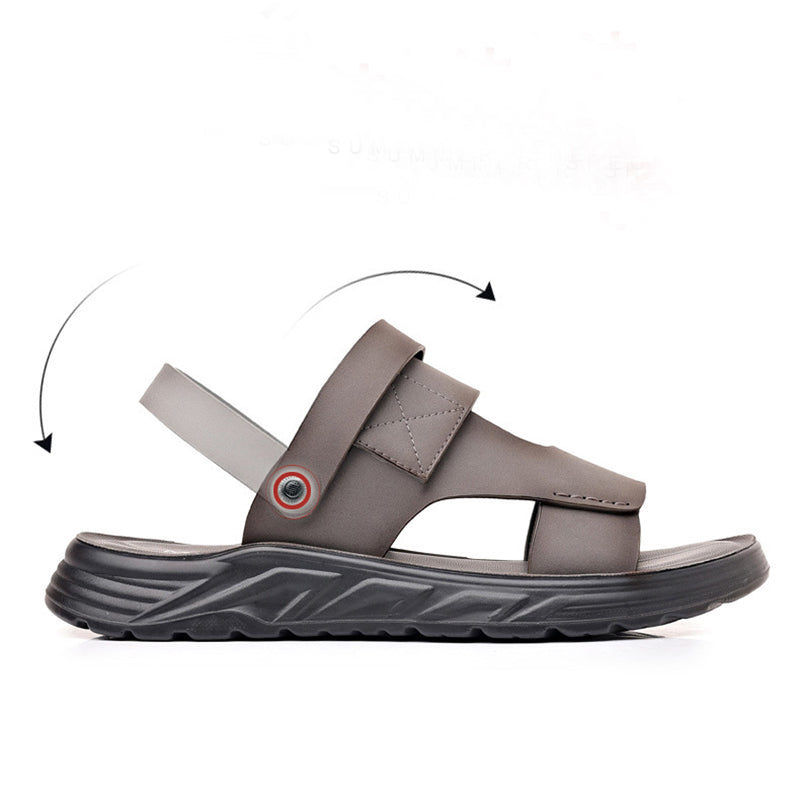 gray Men's 2-in-1 Non-Slip Beach Slides & Driving-Ready Shoes Open Toe