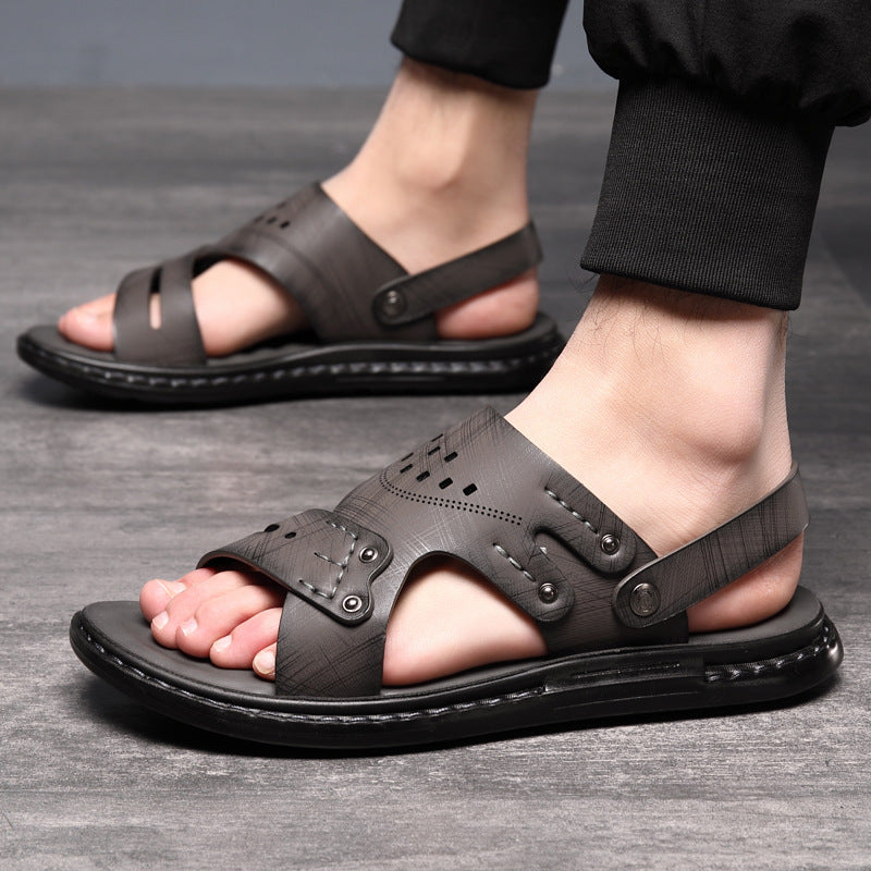 Men's 2-in-1 Open Toe Sandals with Soft Latex & Massage Sole