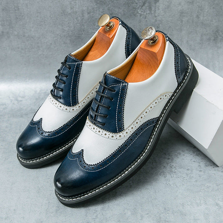 blue Men's 2 Tones Wingtip Oxfords Shoes