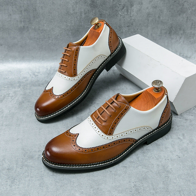 brown Men's 2 Tones Wingtip Oxfords Shoes