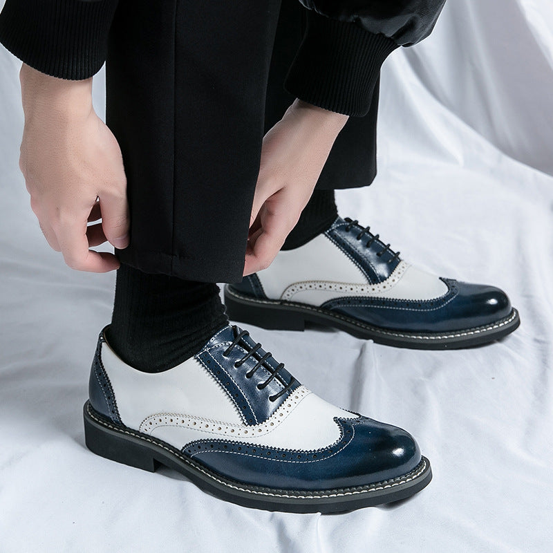 blue Men's 2 Tones Wingtip Oxfords Shoes