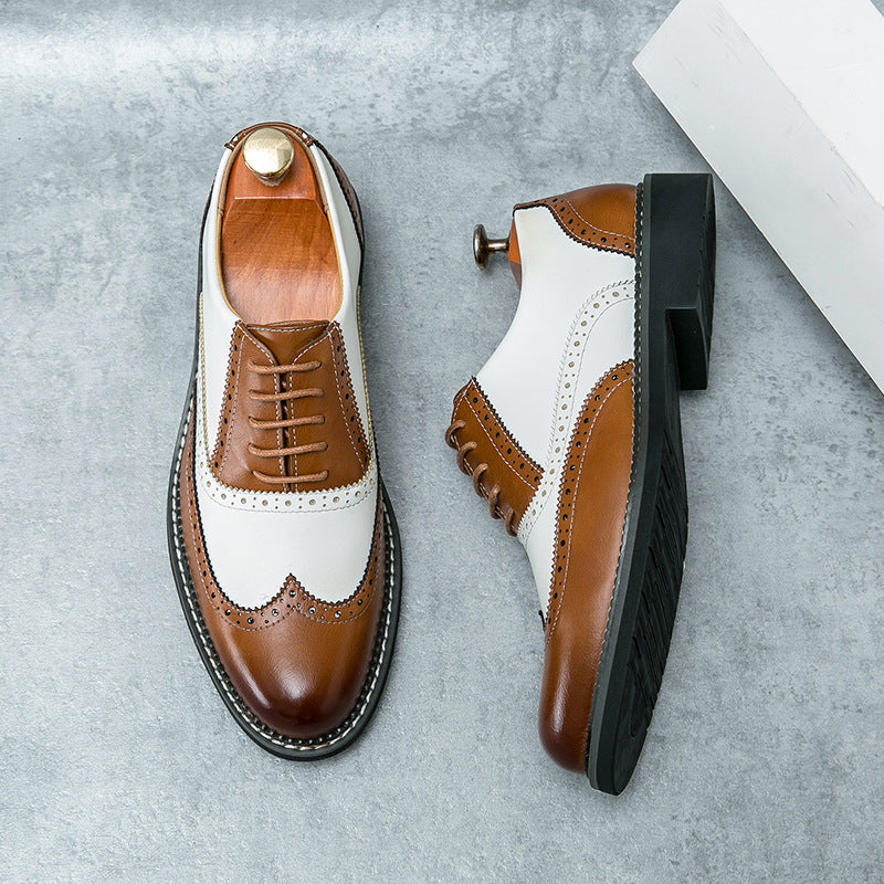 brown Men's 2 Tones Wingtip Oxfords Shoes