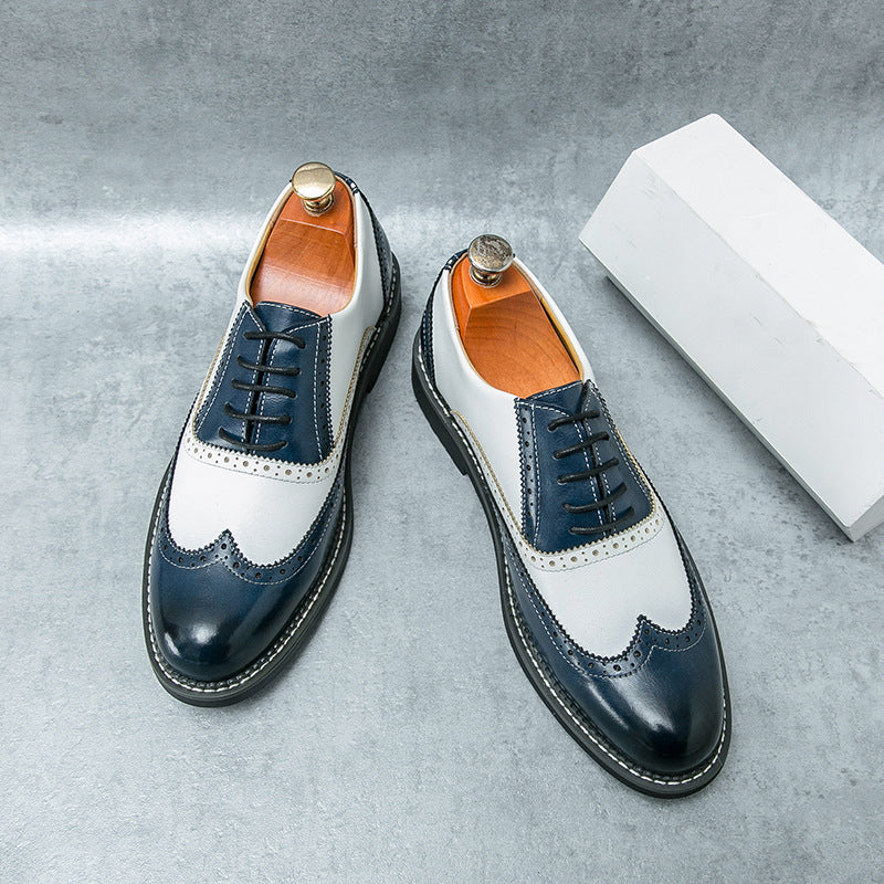 blue Men's 2 Tones Wingtip Oxfords Shoes