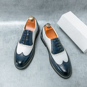 blue Men's 2 Tones Wingtip Oxfords Shoes