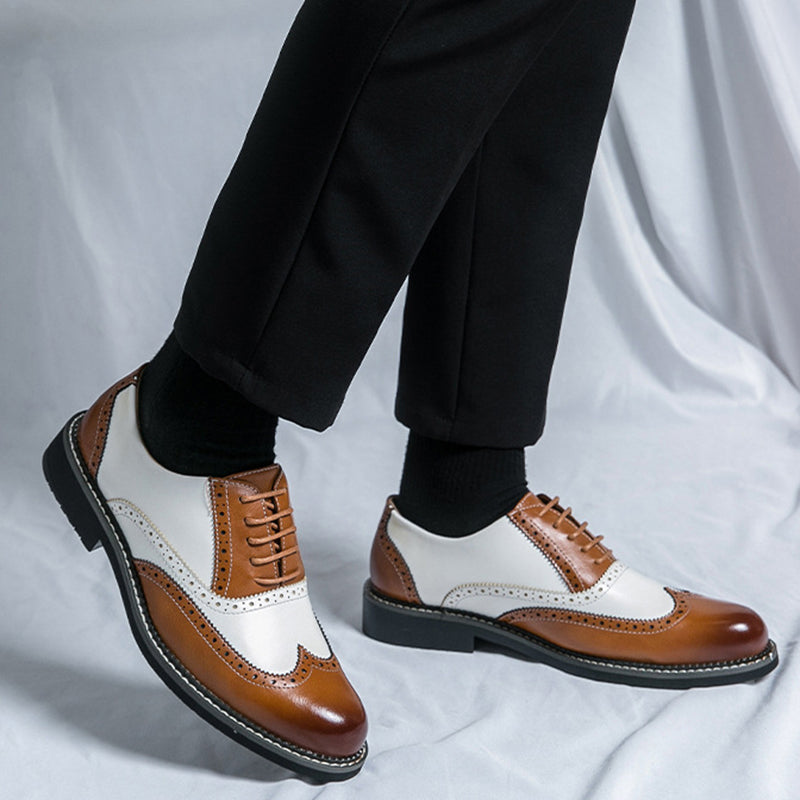 brown Men's 2 Tones Wingtip Oxfords Shoes
