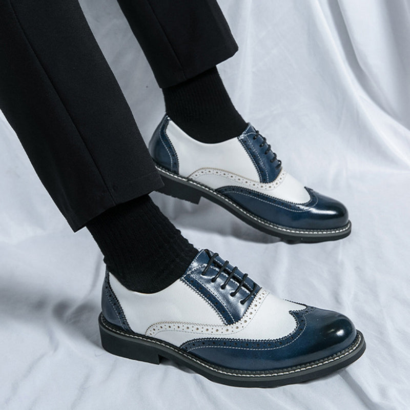 blue Men's 2 Tones Wingtip Oxfords Shoes