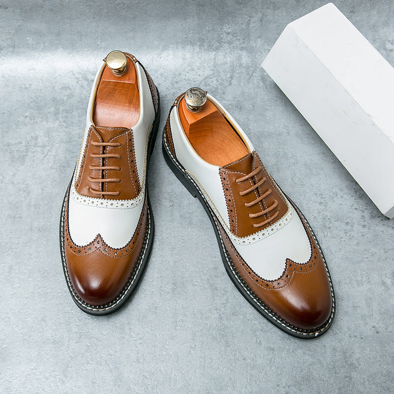brown Men's 2 Tones Wingtip Oxfords Shoes