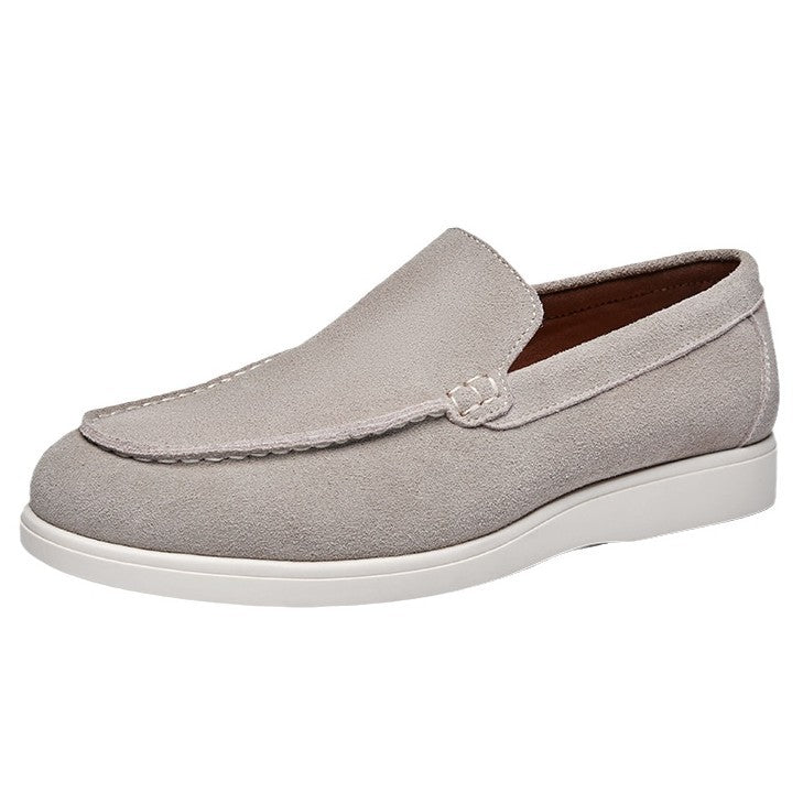 gray Men's Brushed Suede Slip-On Loafers