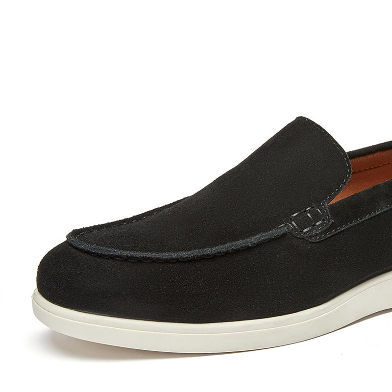 black Men's Brushed Suede Slip-On Loafers