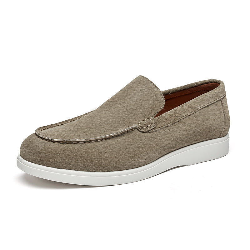 khaki Men's Brushed Suede Slip-On Loafers