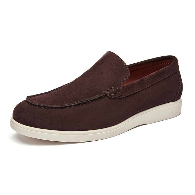 coffee Men's Brushed Suede Slip-On Loafers