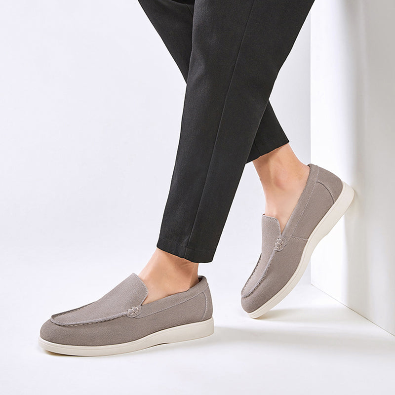 gray Men's Brushed Suede Slip-On Loafers