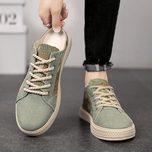 green Men's Canvas Slip-On Shoes for Summer