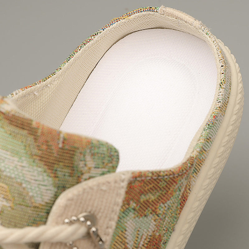 beige Men's Canvas Slip-On Shoes for Summer