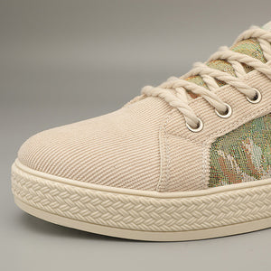 beige Men's Canvas Slip-On Shoes for Summer