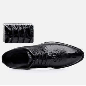 black Men's Croc-effect lace-up dress shoes