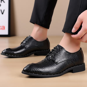 Men's Croc-effect lace-up dress shoes