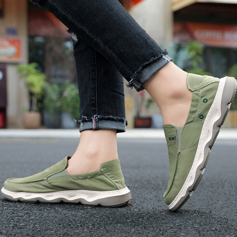 green Men's Lightweight Summer Breathable Ice Silk Slip-On Loafers