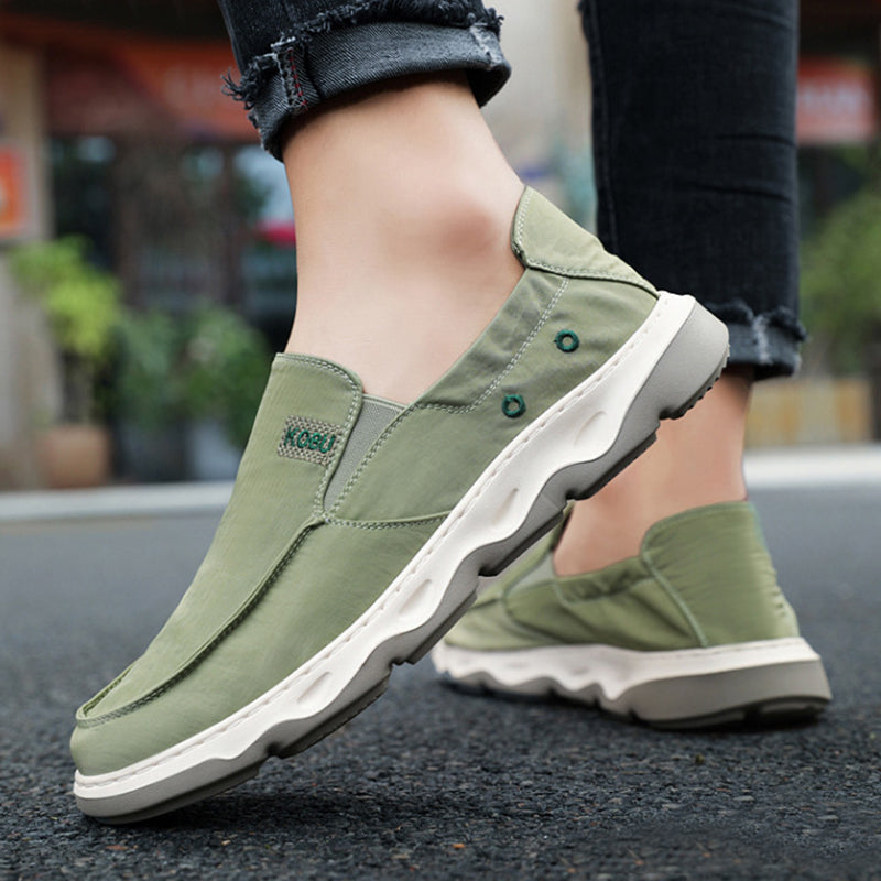 green Men's Lightweight Summer Breathable Ice Silk Slip-On Loafers