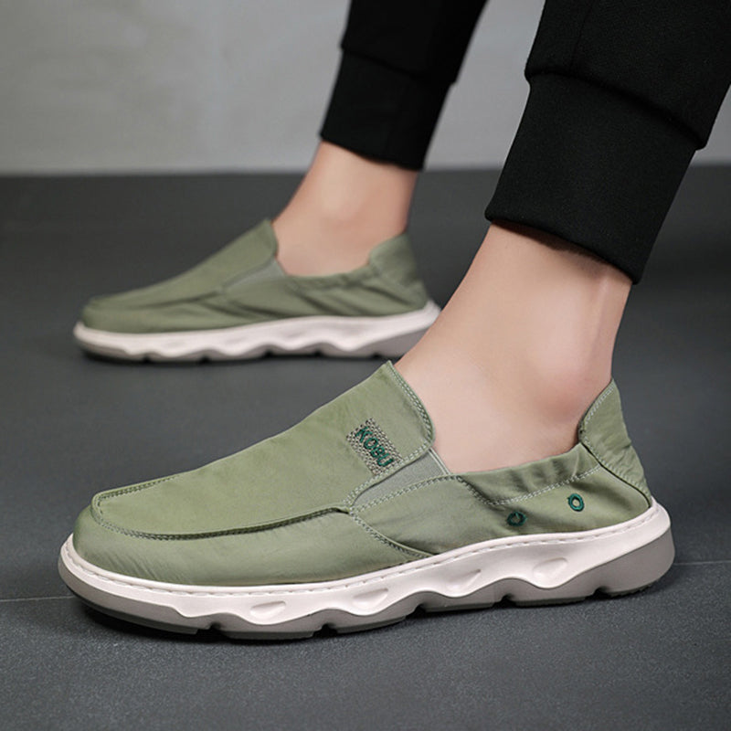 green Men's Lightweight Summer Breathable Ice Silk Slip-On Loafers