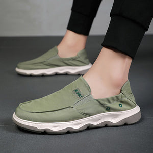 green Men's Lightweight Summer Breathable Ice Silk Slip-On Loafers