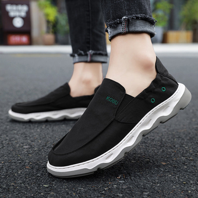black Men's Lightweight Summer Breathable Ice Silk Slip-On Loafers
