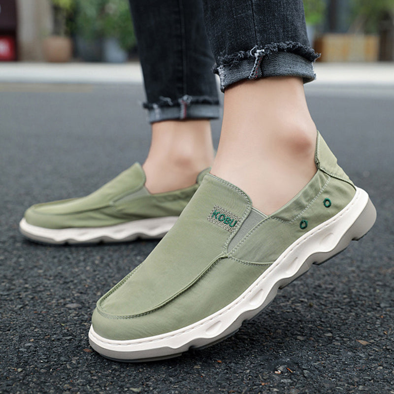 green Men's Lightweight Summer Breathable Ice Silk Slip-On Loafers