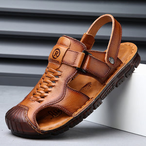 brown Men's Non-Slip Perforated Sandals for Outdoor