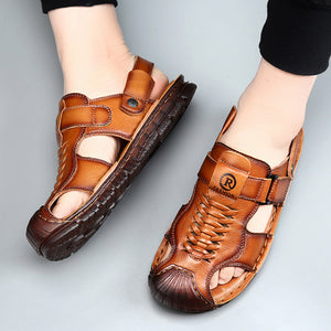 brown Men's Non-Slip Perforated Sandals for Outdoor